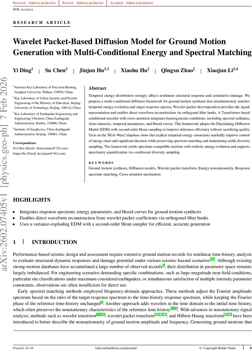 Wavelet Packet-Based Diffusion Model for Ground Motion Generation with Multi-Conditional Energy and Spectral Matching