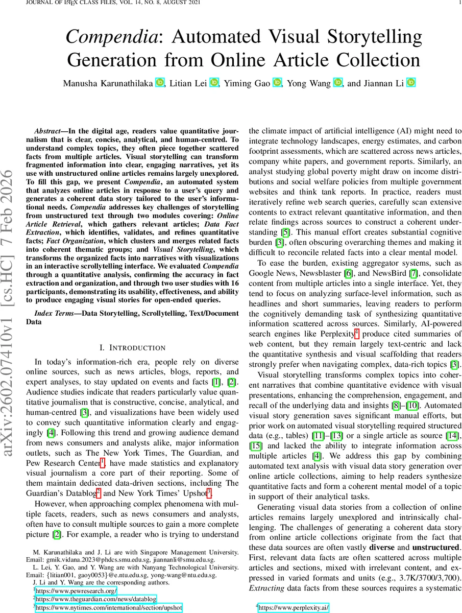 Compendia: Automated Visual Storytelling Generation from Online Article Collection