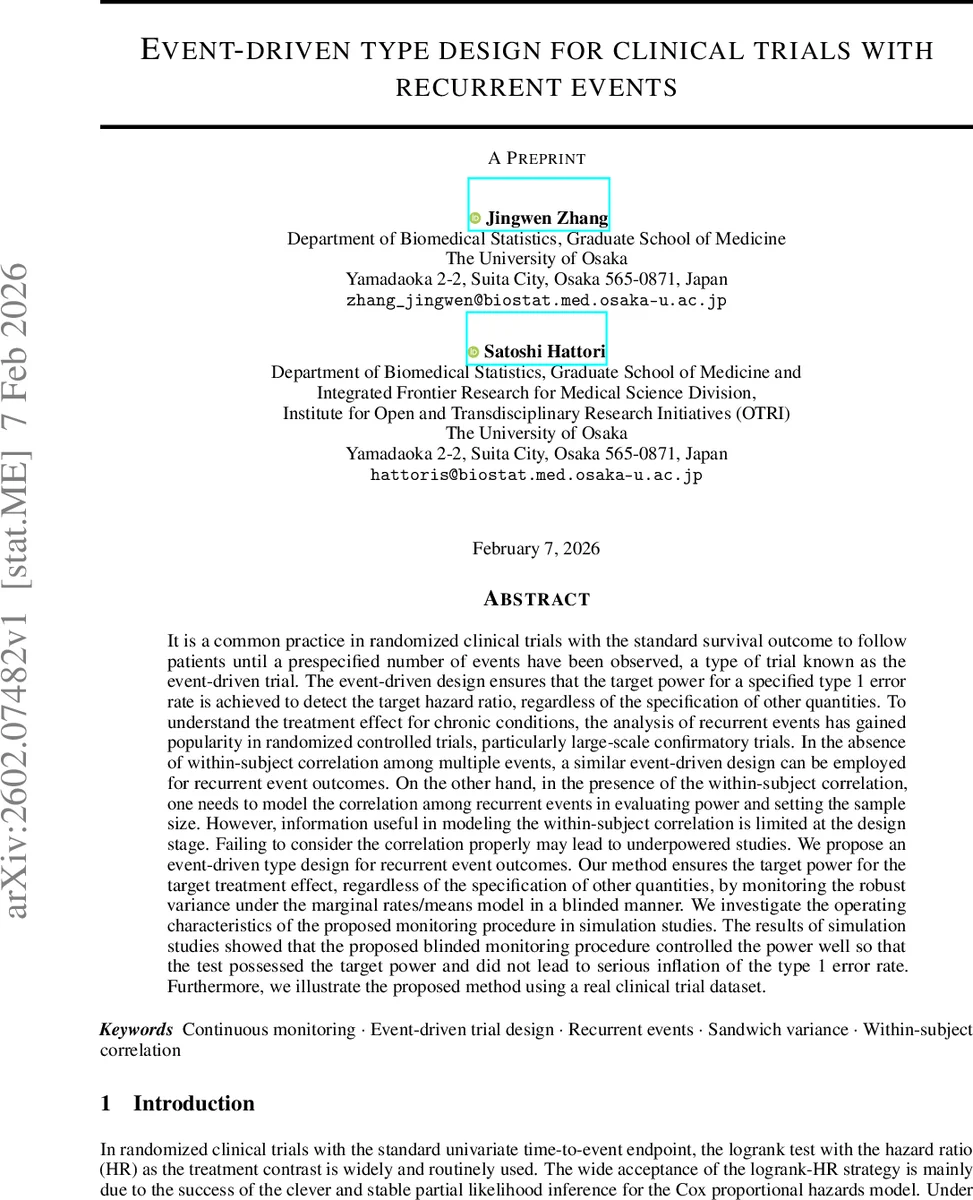 Event-driven type design for clinical trials with recurrent events