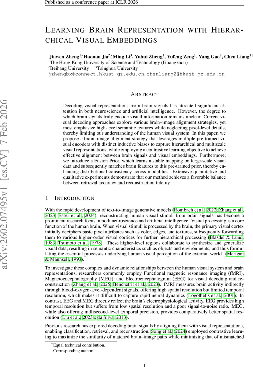 Learning Brain Representation with Hierarchical Visual Embeddings