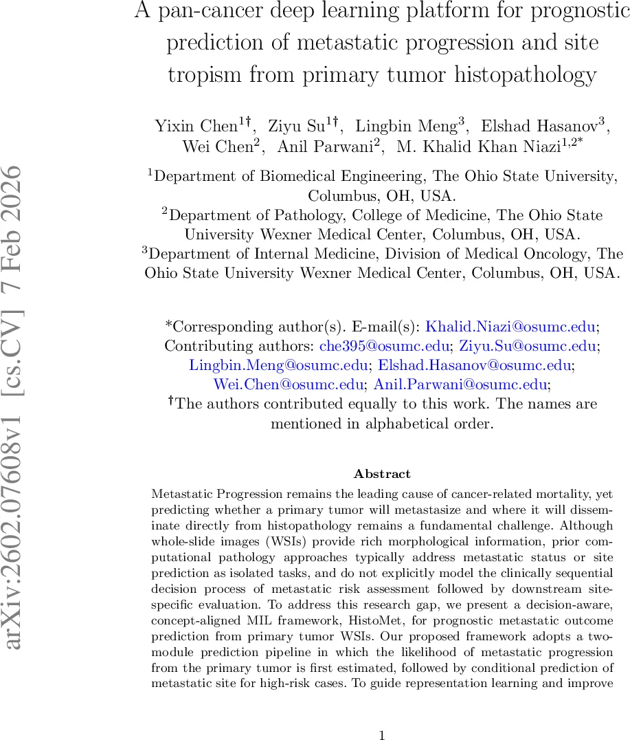 HistoMet: A Pan-Cancer Deep Learning Framework for Prognostic Prediction of Metastatic Progression and Site Tropism from Primary Tumor Histopathology