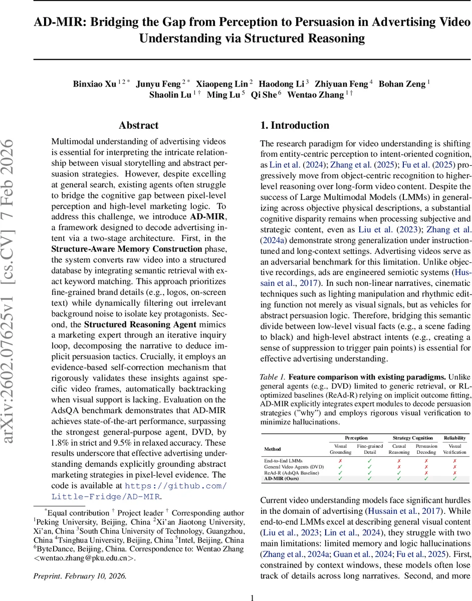 AD-MIR: Bridging the Gap from Perception to Persuasion in Advertising Video Understanding via Structured Reasoning