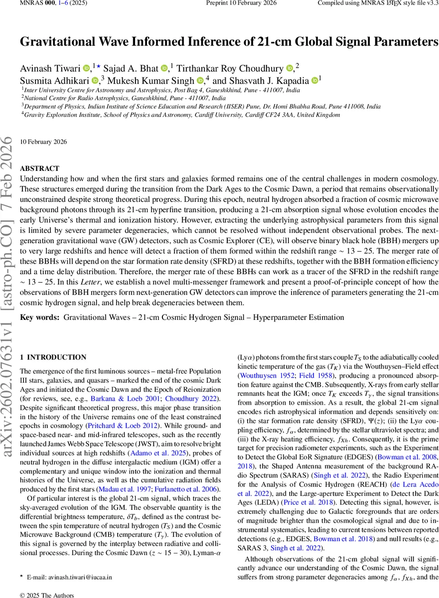 Gravitational Wave Informed Inference of 21-cm Global Signal Parameters
