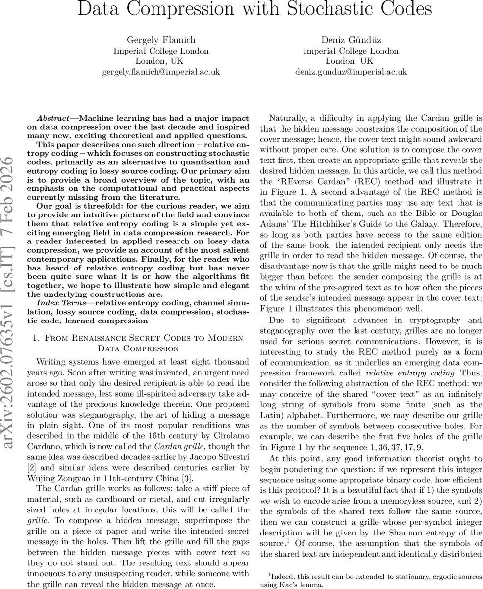 Data Compression with Stochastic Codes