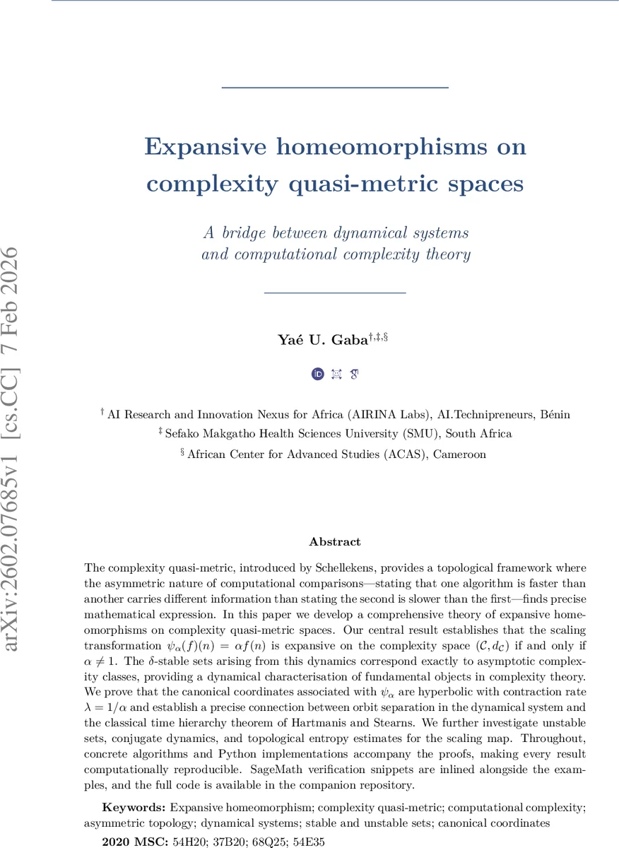 Expansive homeomorphisms on complexity quasi-metric spaces
