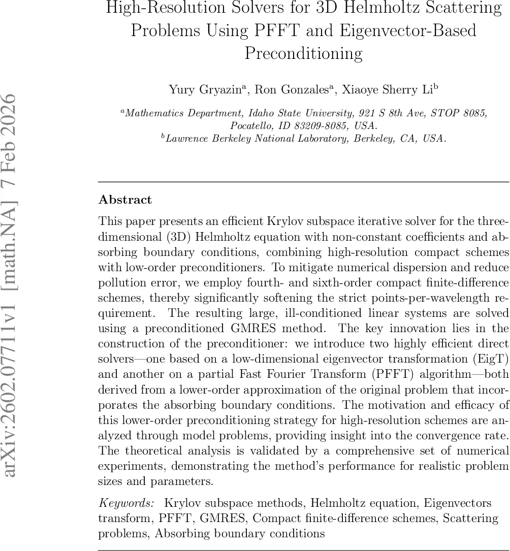 High-Resolution Solvers for 3D Helmholtz Scattering Problems Using PFFT and Eigenvector-Based Preconditioning