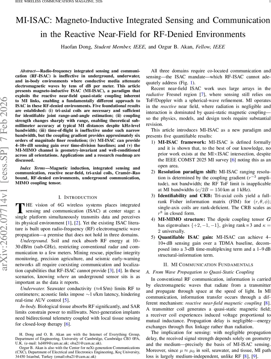 MI-ISAC: Magneto-Inductive Integrated Sensing and Communication in the Reactive Near-Field for RF-Denied Environments
