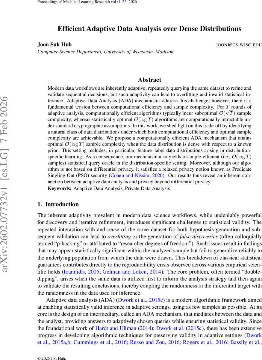 Efficient Adaptive Data Analysis over Dense Distributions