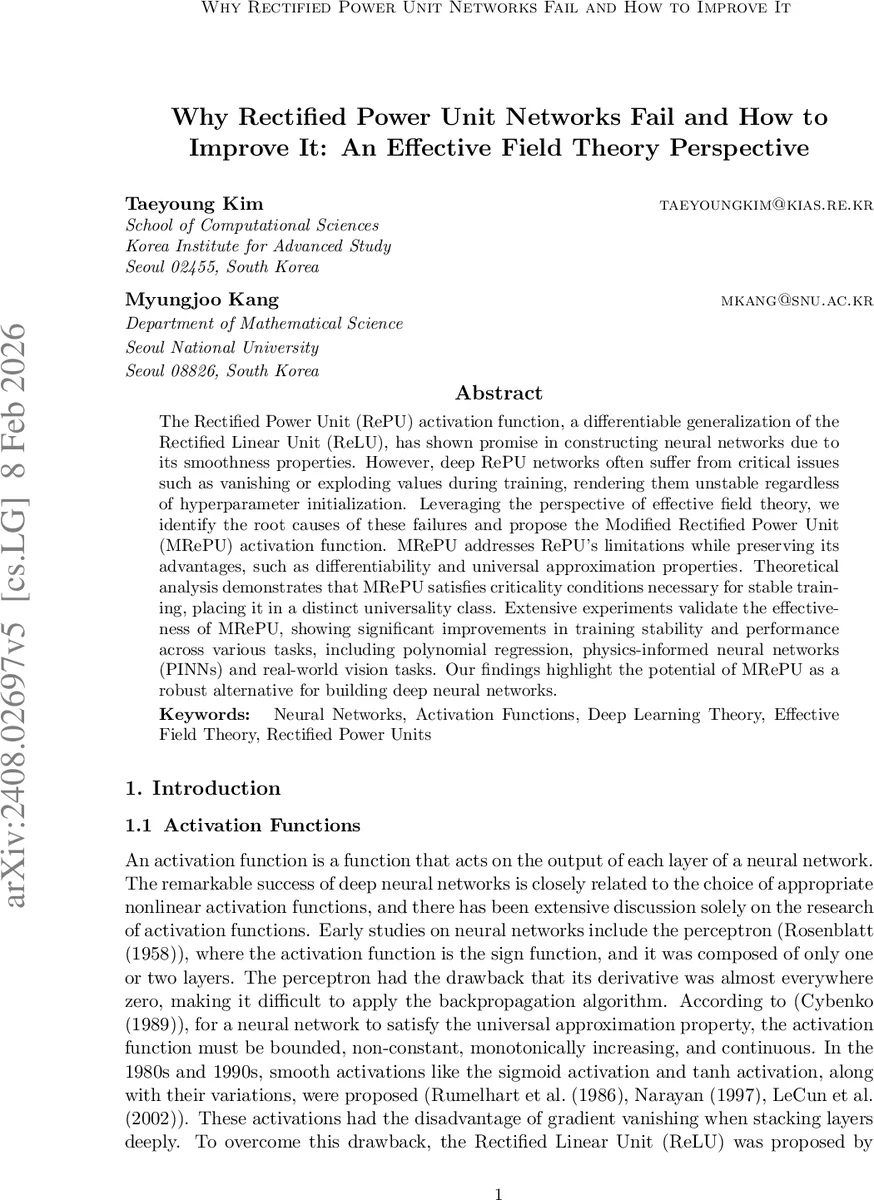 Why Rectified Power Unit Networks Fail and How to Improve It: An Effective Field Theory Perspective
