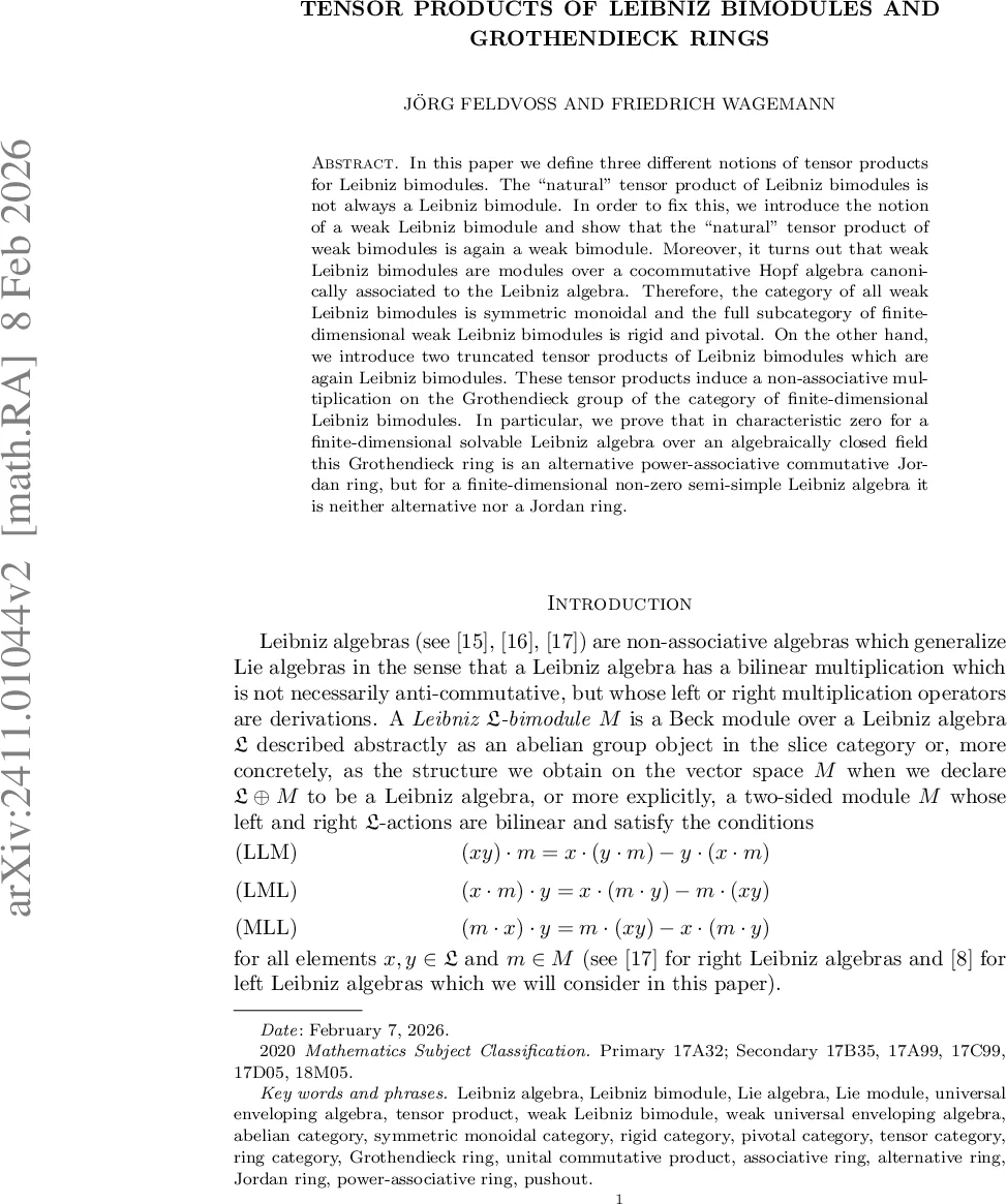Tensor products of Leibniz bimodules and Grothendieck rings