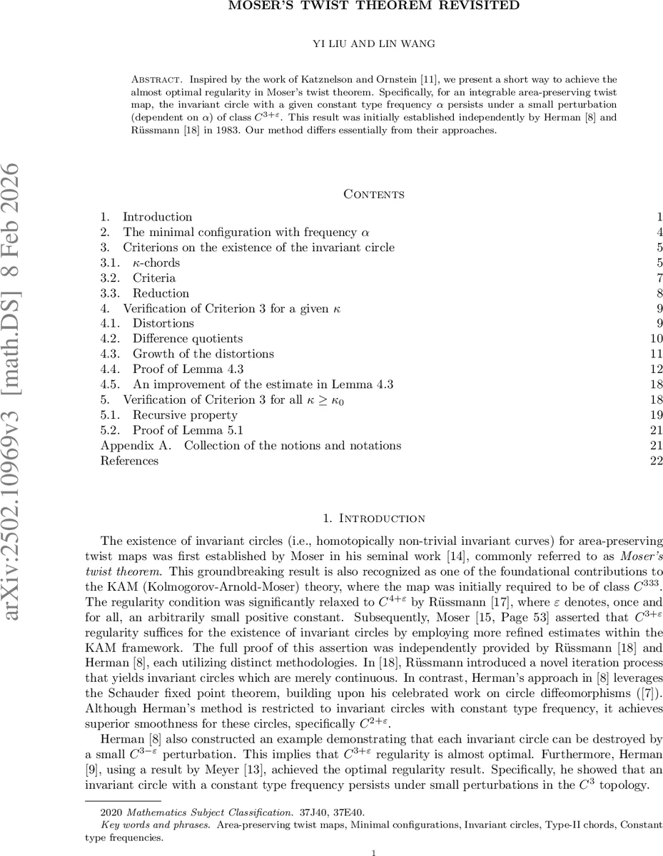 Moser's twist theorem revisited