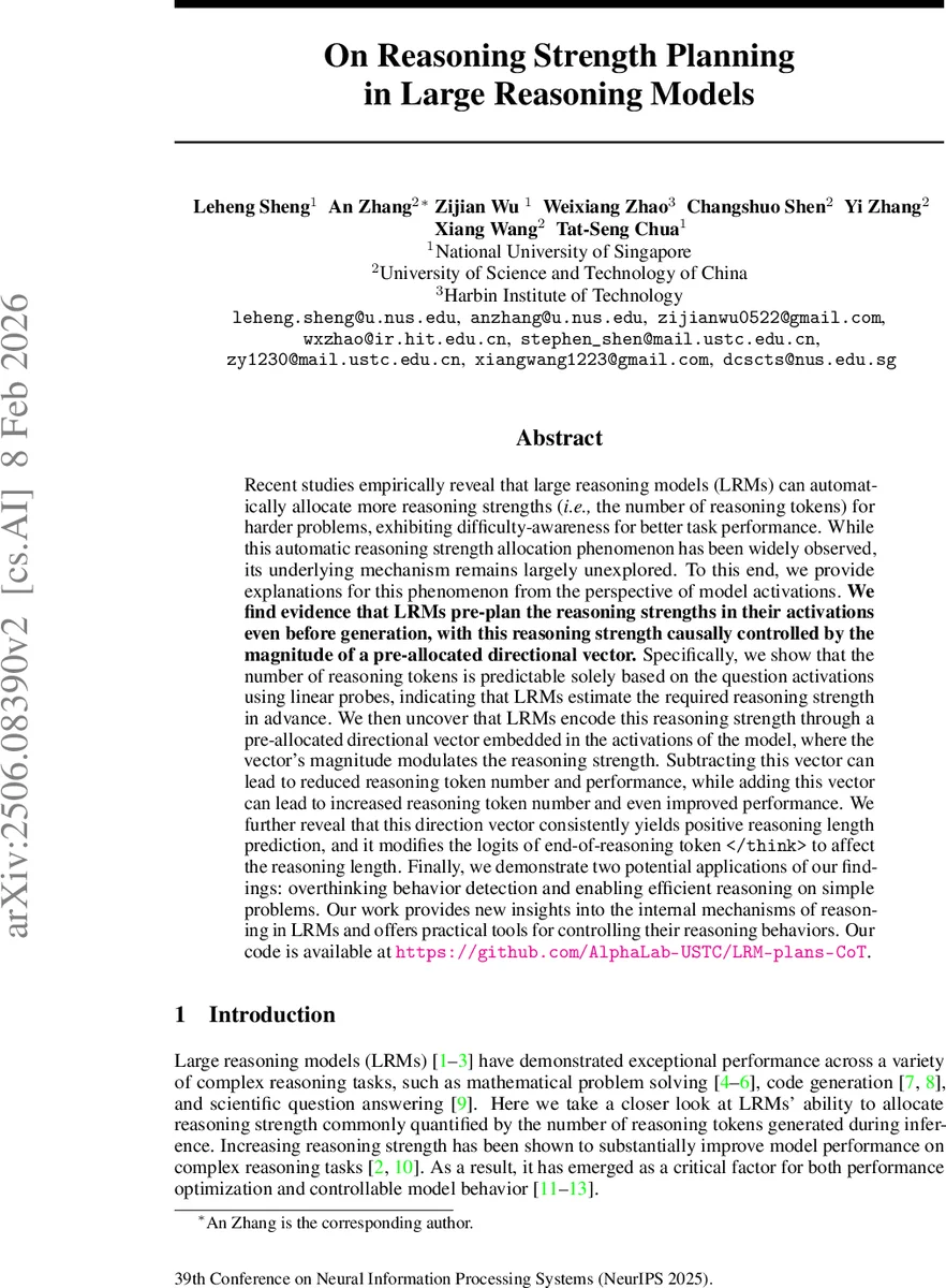 On Reasoning Strength Planning in Large Reasoning Models