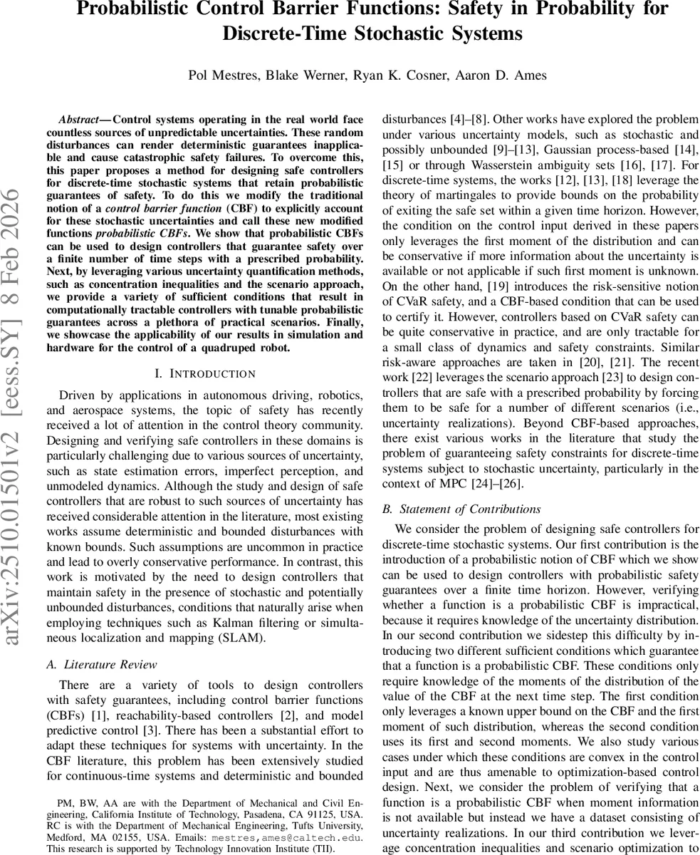Probabilistic Control Barrier Functions: Safety in Probability for Discrete-Time Stochastic Systems