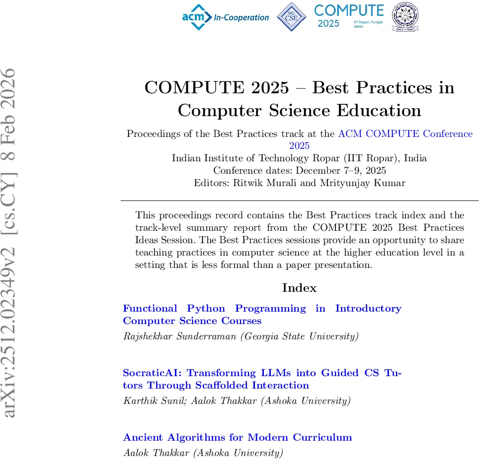 ACM COMPUTE 2025 Best Practices Track Proceedings