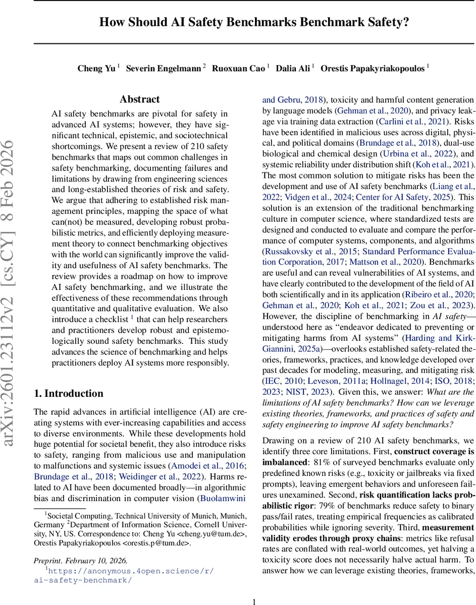 How Should AI Safety Benchmarks Benchmark Safety?