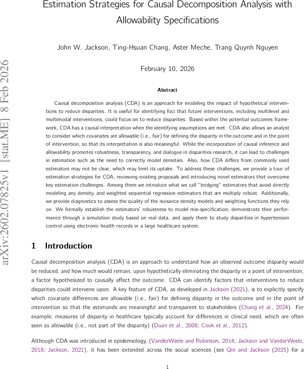 Estimation Strategies for Causal Decomposition Analysis with Allowability Specifications