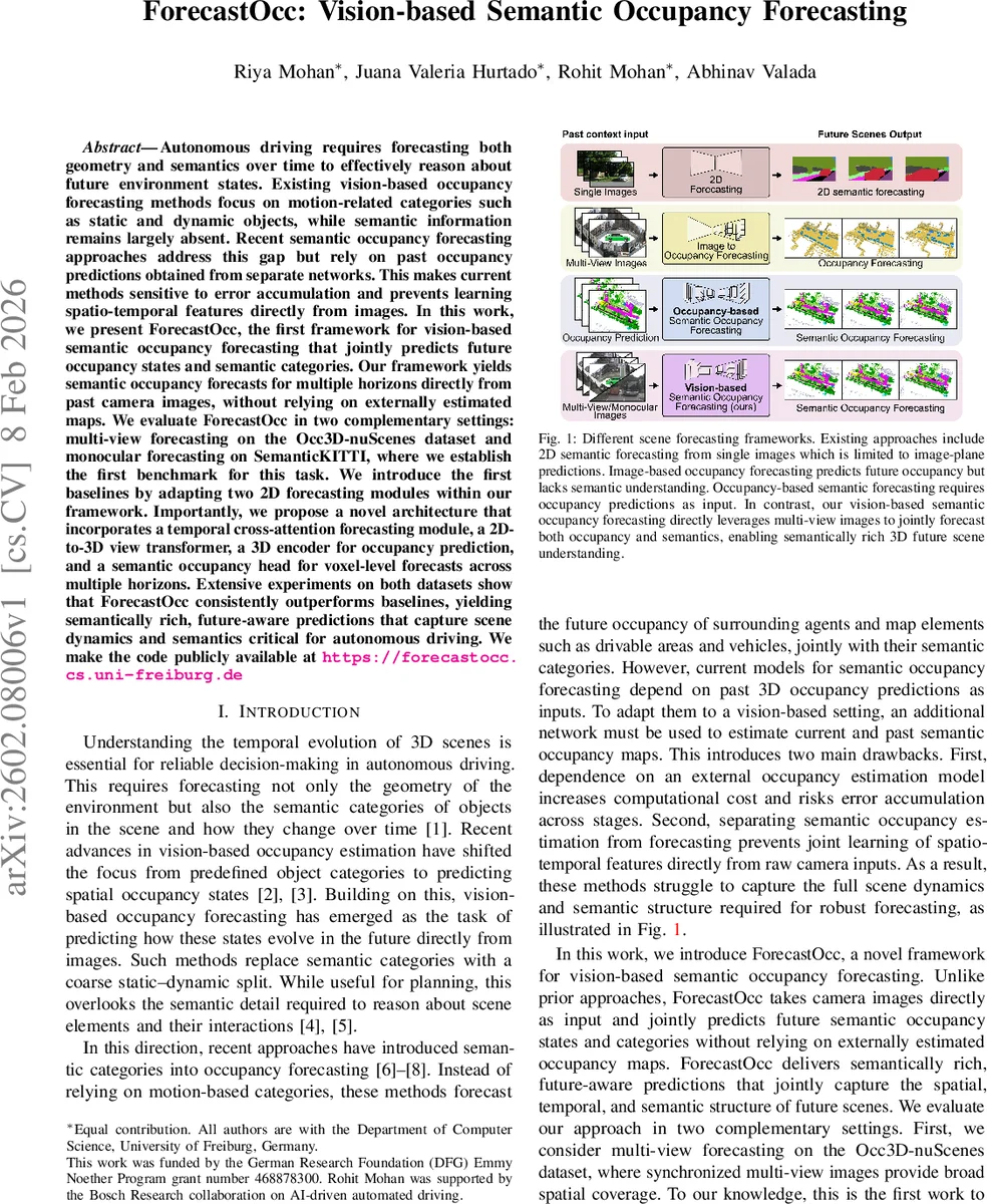 ForecastOcc: Vision-based Semantic Occupancy Forecasting