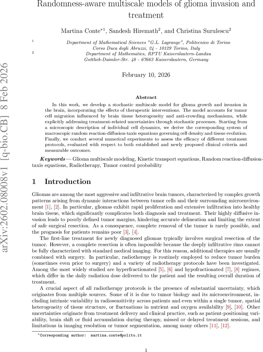 Randomness-aware multiscale models of glioma invasion and treatment