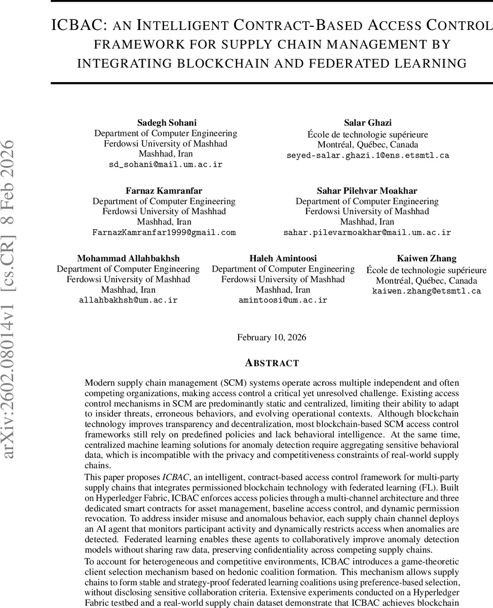 ICBAC: an Intelligent Contract-Based Access Control framework for supply chain management by integrating blockchain and federated learning