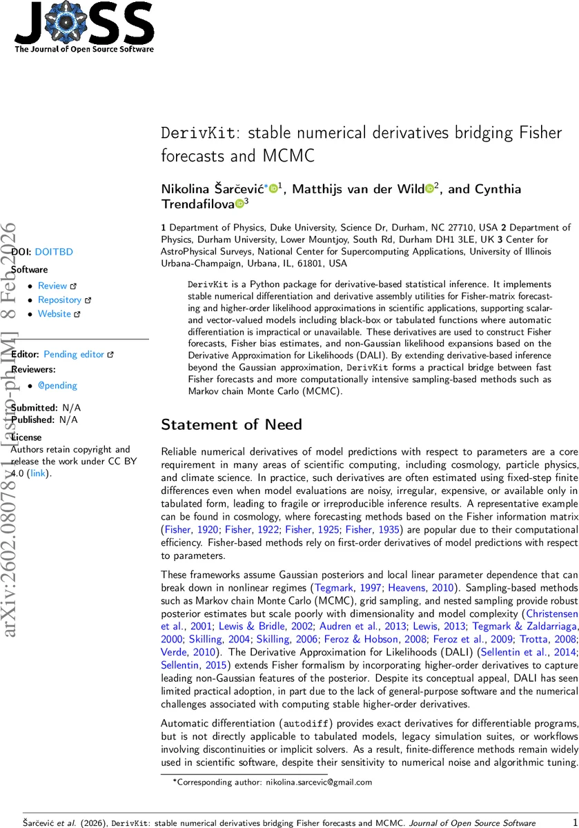 DerivKit: stable numerical derivatives bridging Fisher forecasts and MCMC