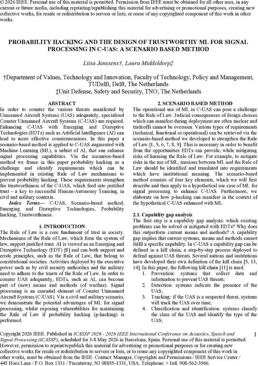 Probability Hacking and the Design of Trustworthy ML for Signal Processing in C-UAS: A Scenario Based Method