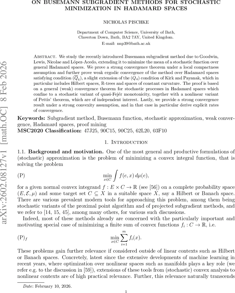 On Busemann subgradient methods for stochastic minimization in Hadamard spaces