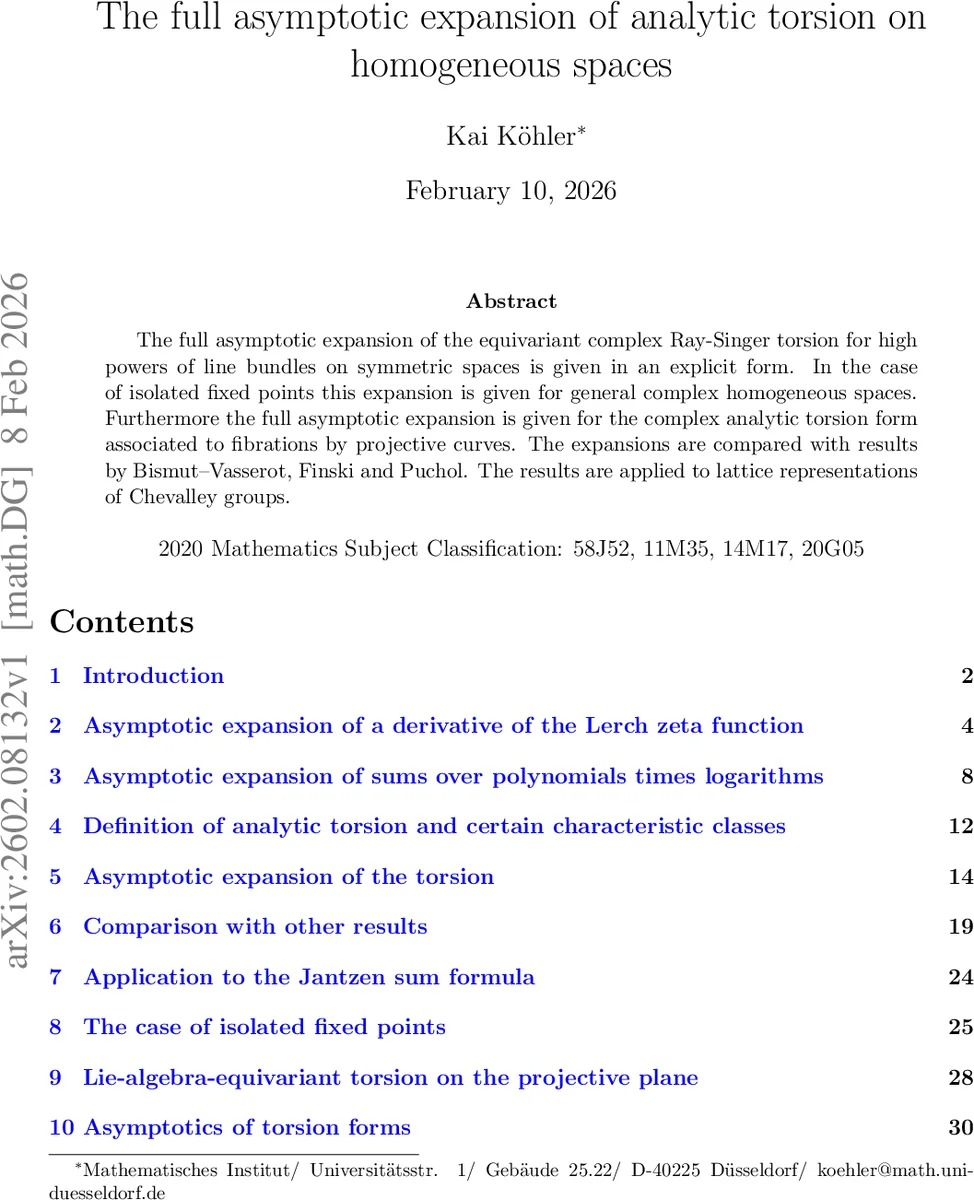 The full asymptotic expansion of analytic torsion on homogeneous spaces
