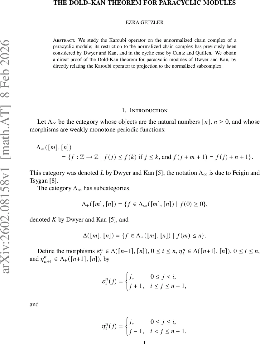 The Dold-Kan theorem for paracyclic modules