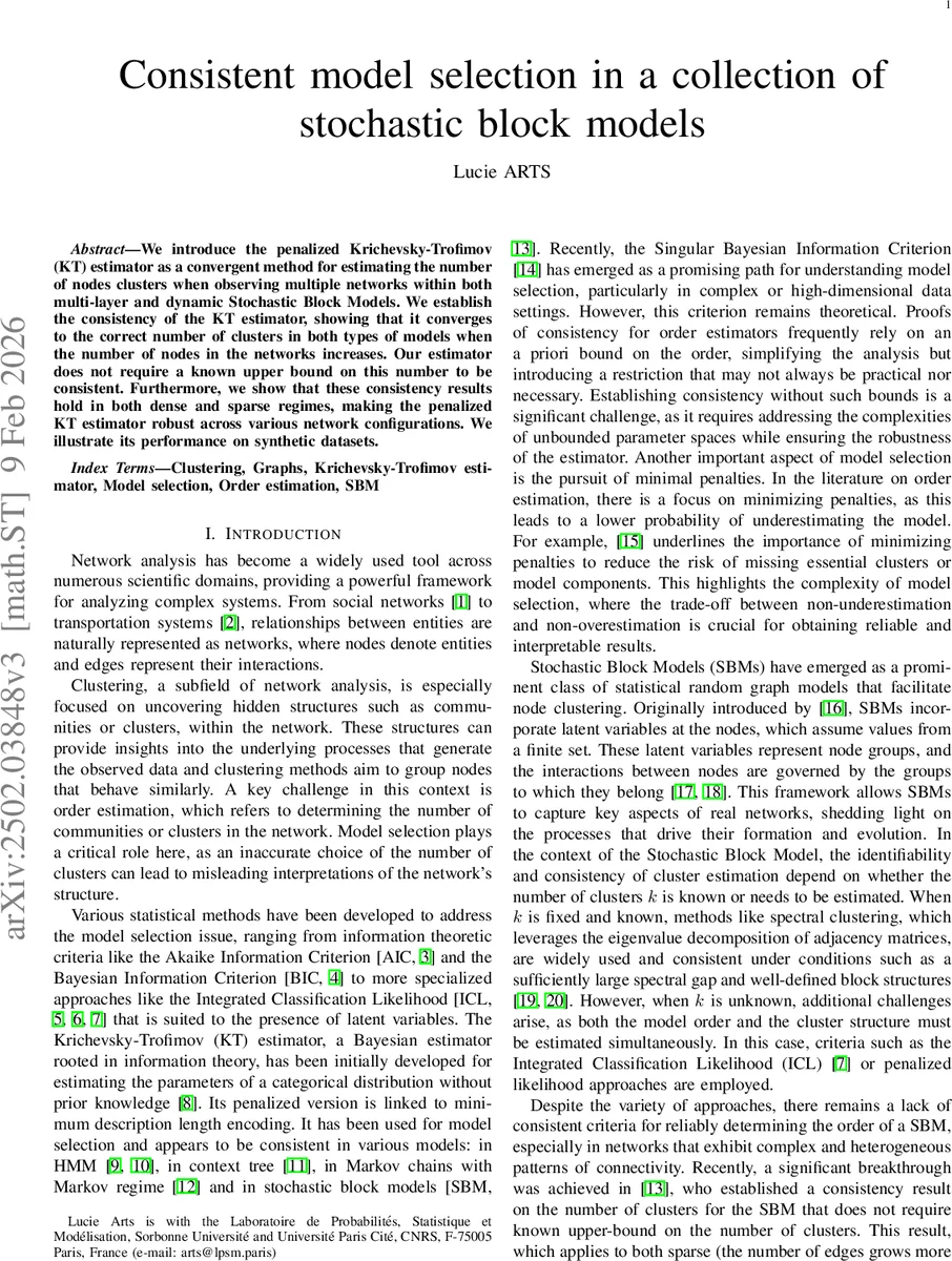 Consistent model selection in a collection of stochastic block models