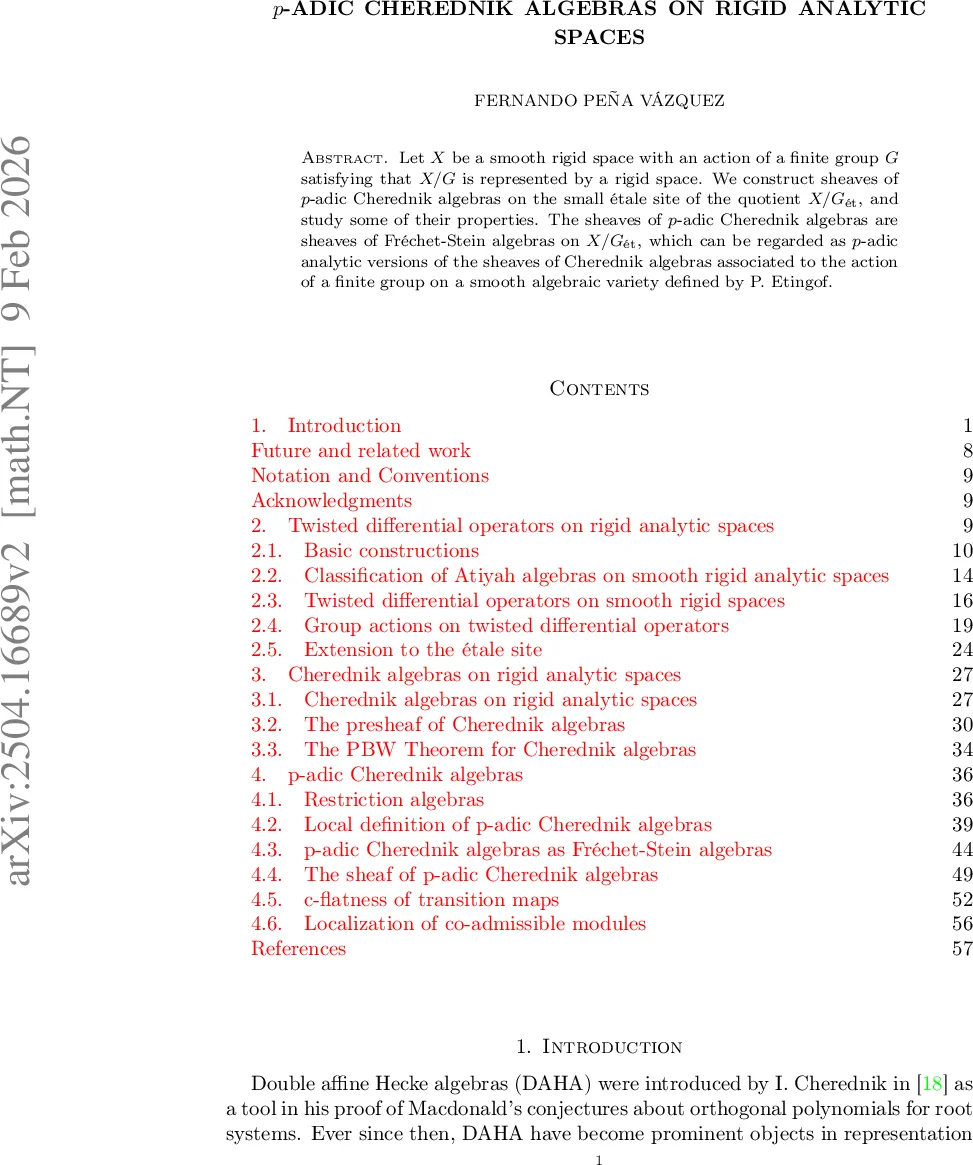 p-adic Cherednik algebras on rigid analytic spaces