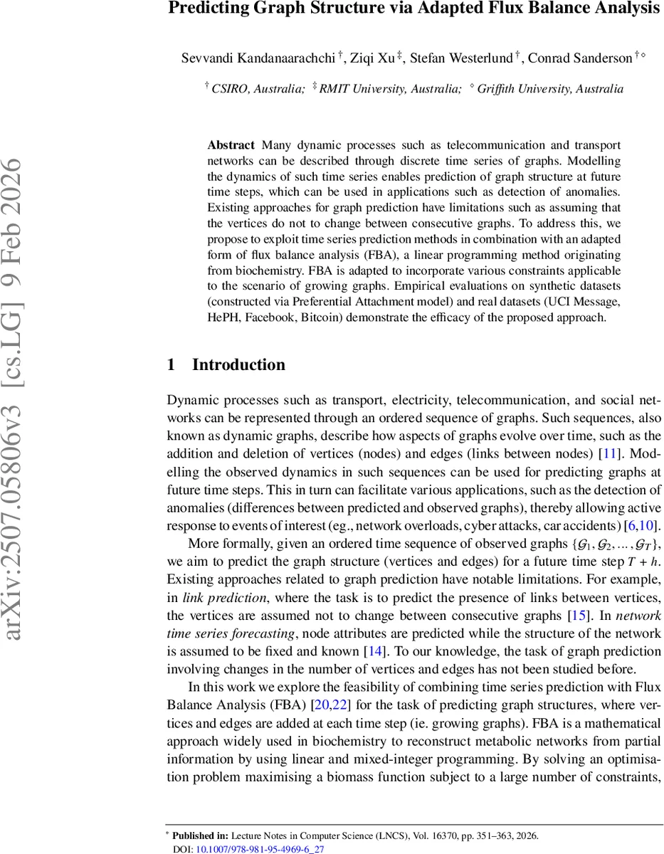 Predicting Graph Structure via Adapted Flux Balance Analysis