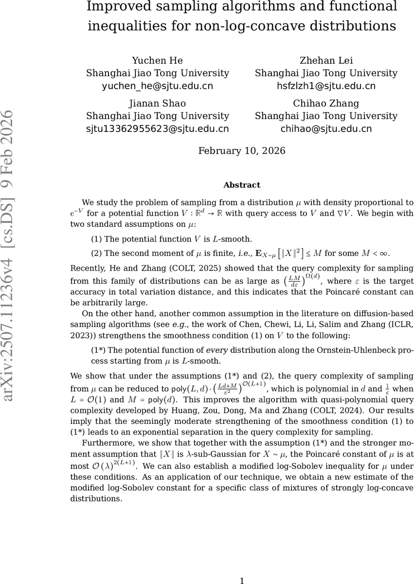 Improved sampling algorithms and functional inequalities for non-log-concave distributions