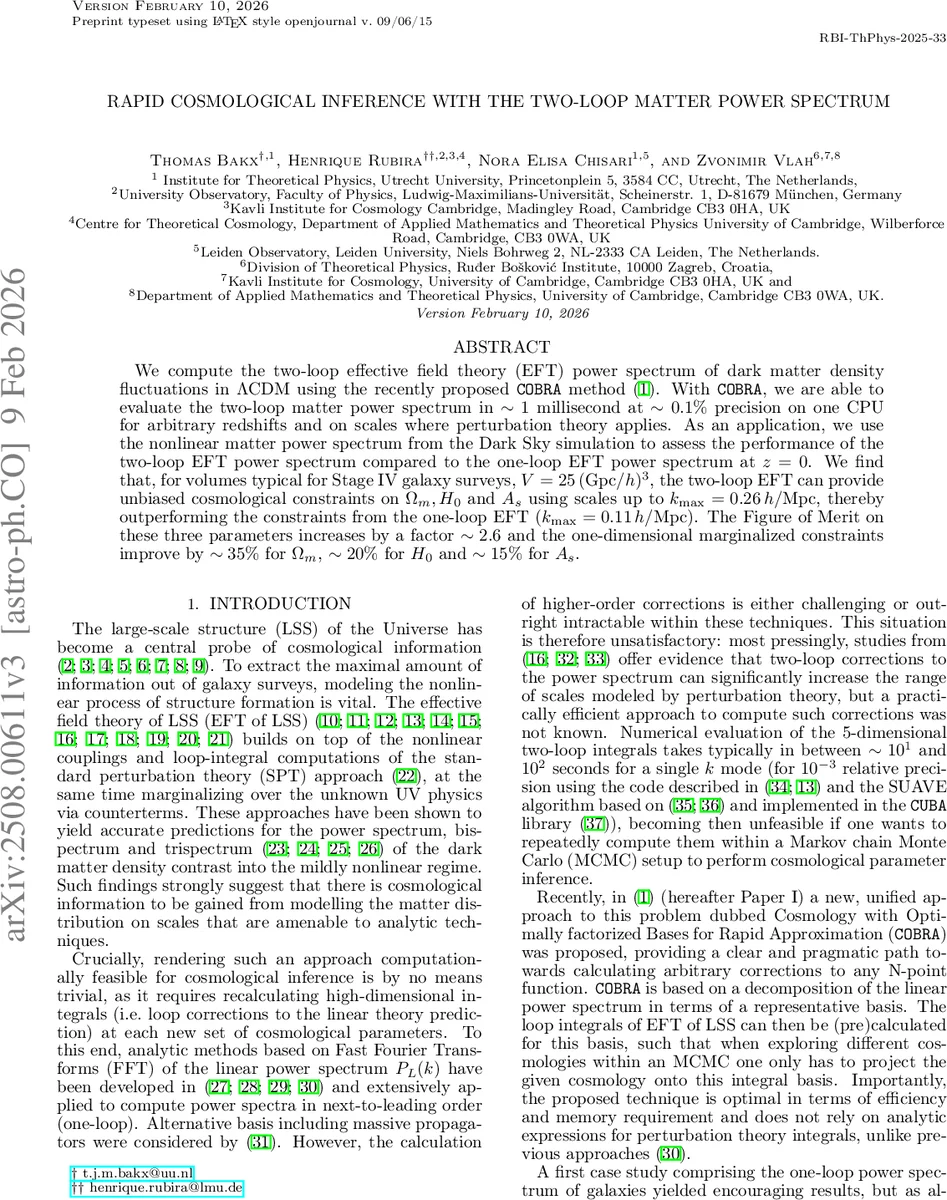 Rapid cosmological inference with the two-loop matter power spectrum