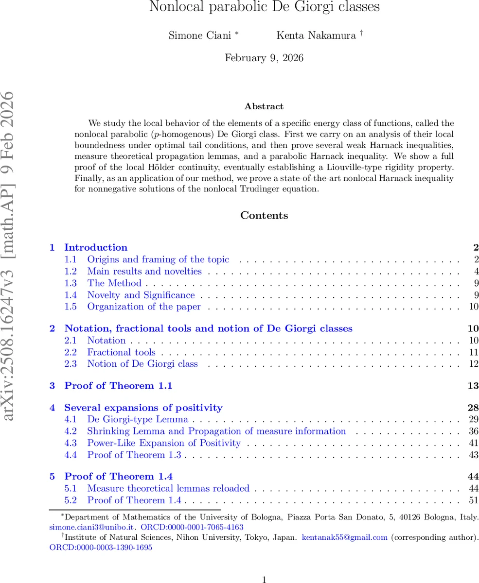 Nonlocal parabolic De Giorgi classes
