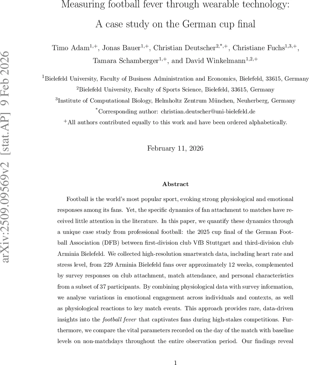Measuring football fever through wearable technology: A case study on the German cup final