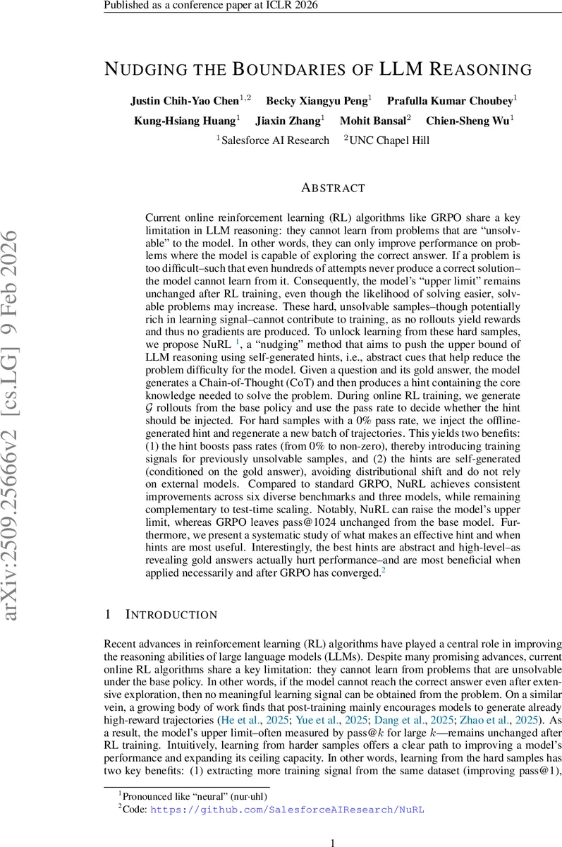 Nudging the Boundaries of LLM Reasoning