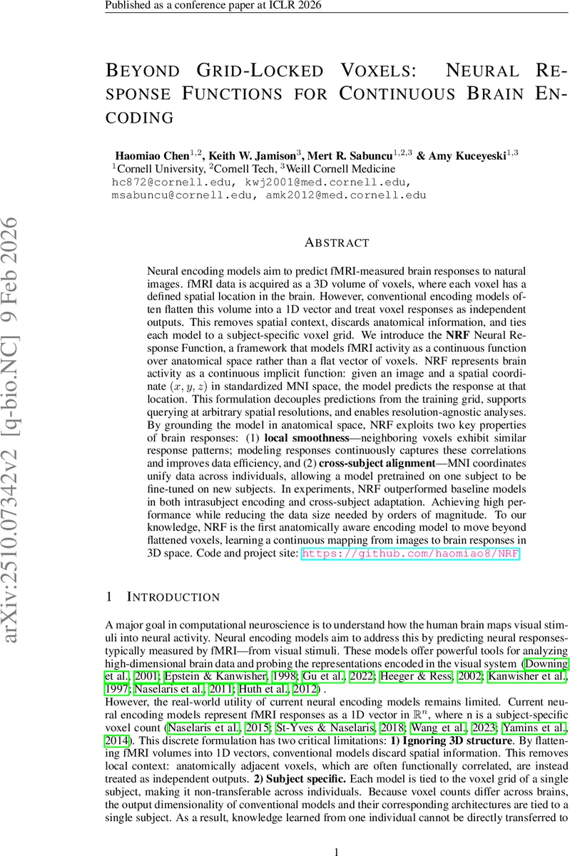Beyond Grid-Locked Voxels: Neural Response Functions for Continuous Brain Encoding