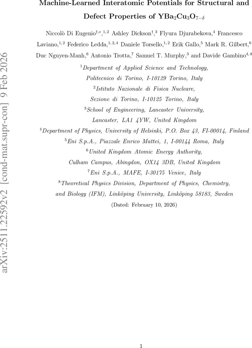 Machine-Learned Interatomic Potentials for Structural and Defect Properties of YBa$_2$Cu$_3$O$_{7-δ}$