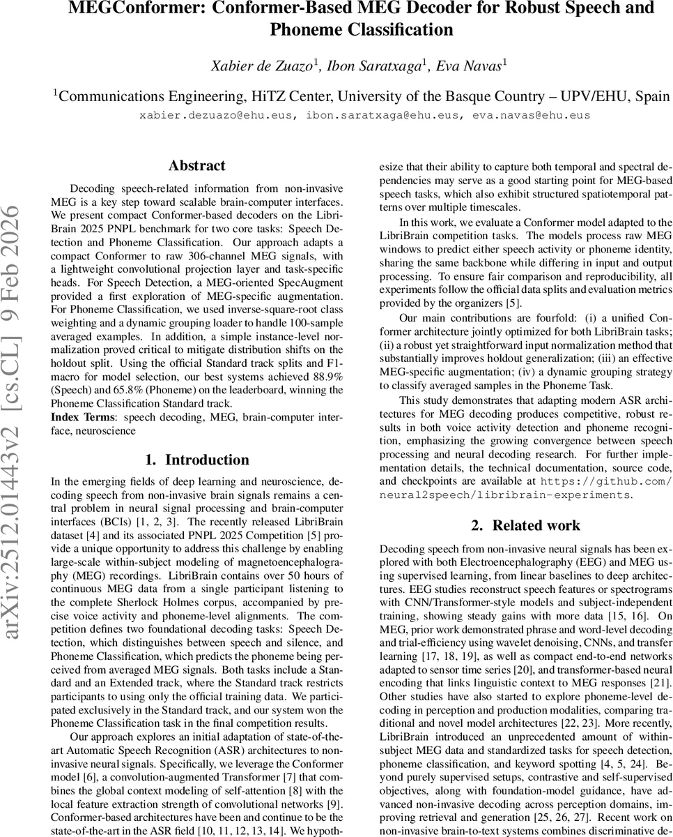 MEGConformer: Conformer-Based MEG Decoder for Robust Speech and Phoneme Classification