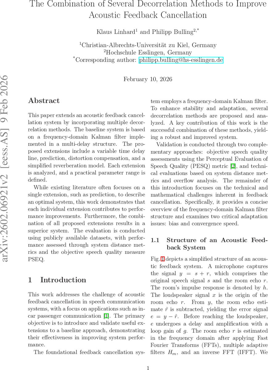 The Combination of Several Decorrelation Methods to Improve Acoustic Feedback Cancellation