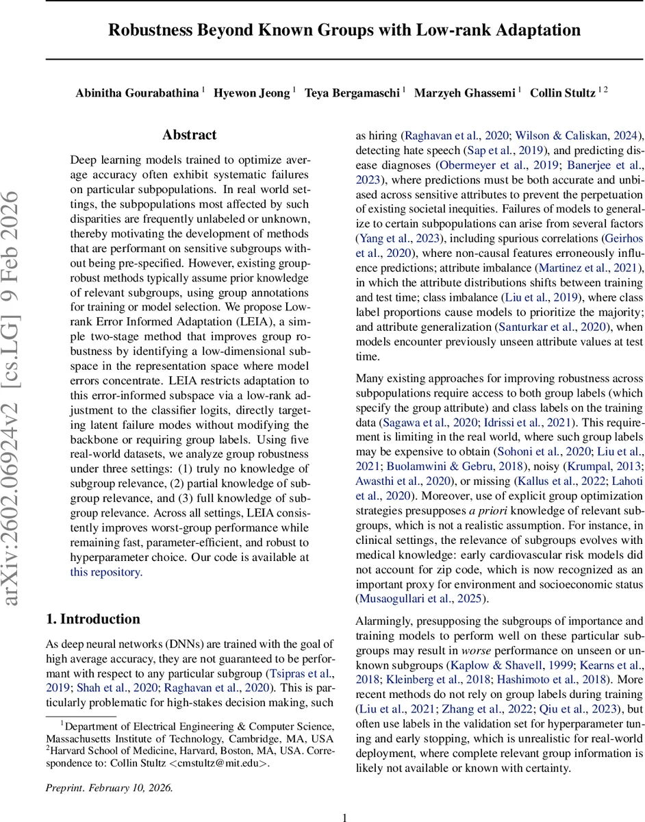 Robustness Beyond Known Groups with Low-rank Adaptation