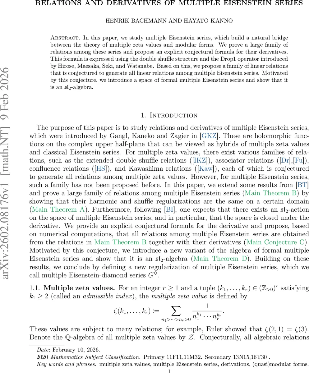 Relations and Derivatives of Multiple Eisenstein Series