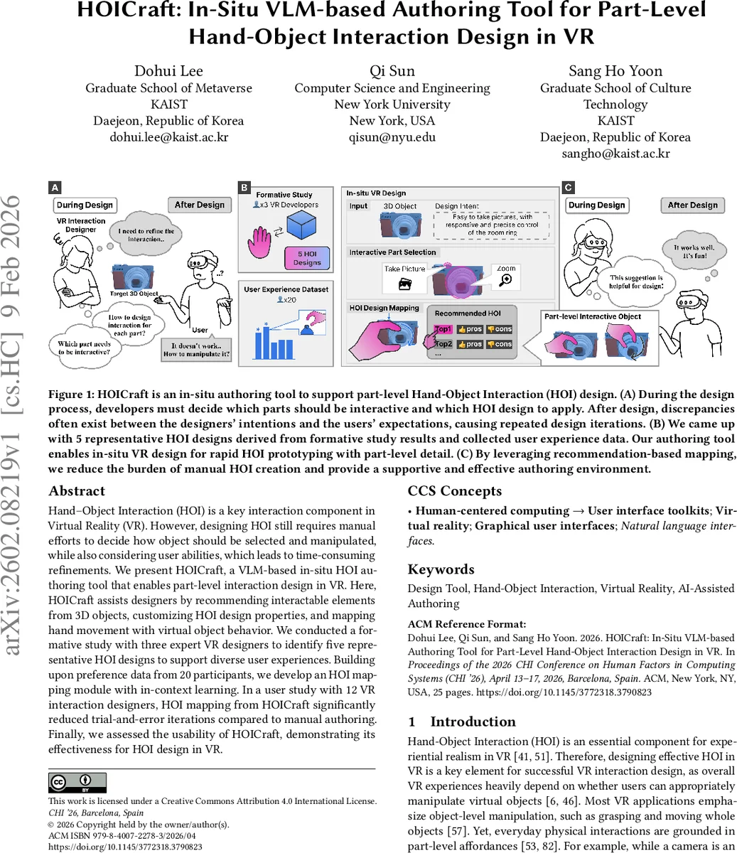 HOICraft: In-Situ VLM-based Authoring Tool for Part-Level Hand-Object Interaction Design in VR