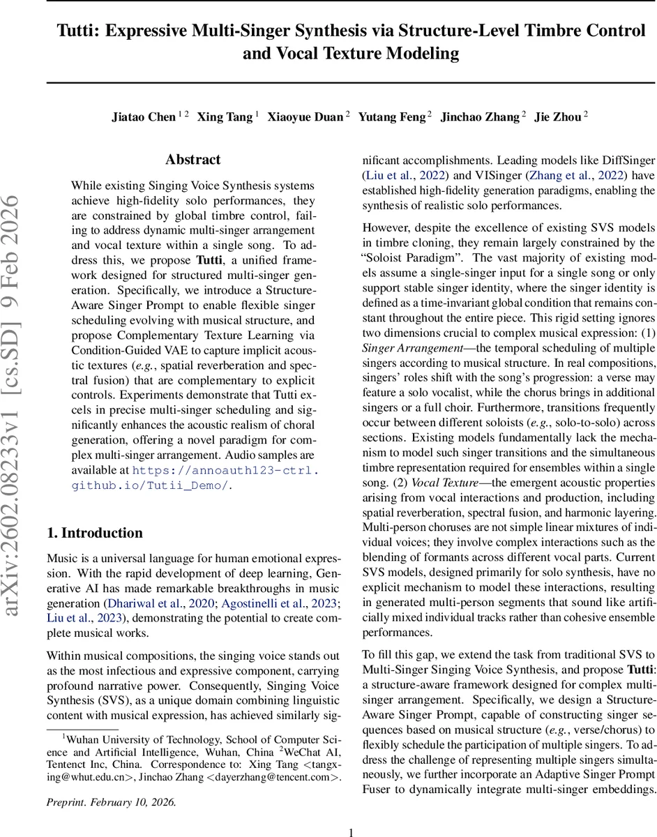 Tutti: Expressive Multi-Singer Synthesis via Structure-Level Timbre Control and Vocal Texture Modeling
