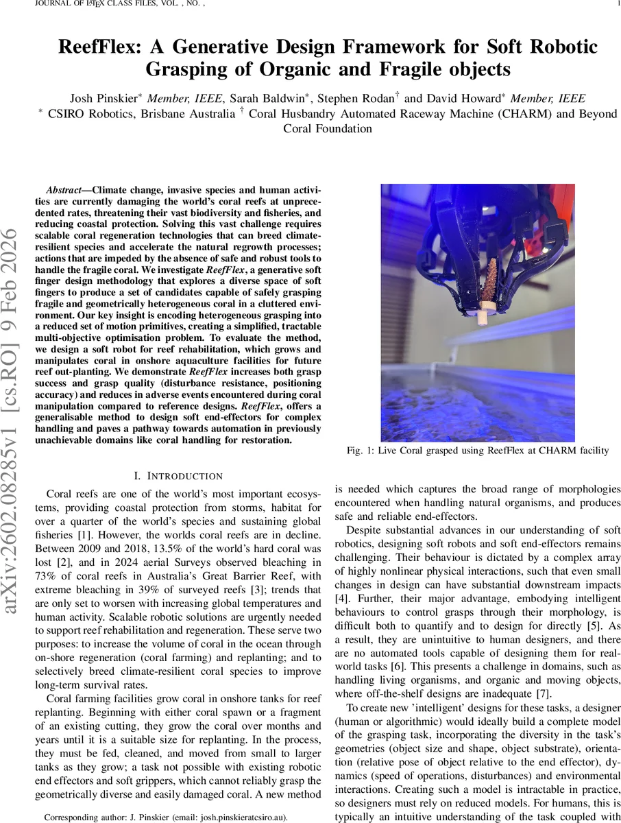 ReefFlex: A Generative Design Framework for Soft Robotic Grasping of Organic and Fragile objects
