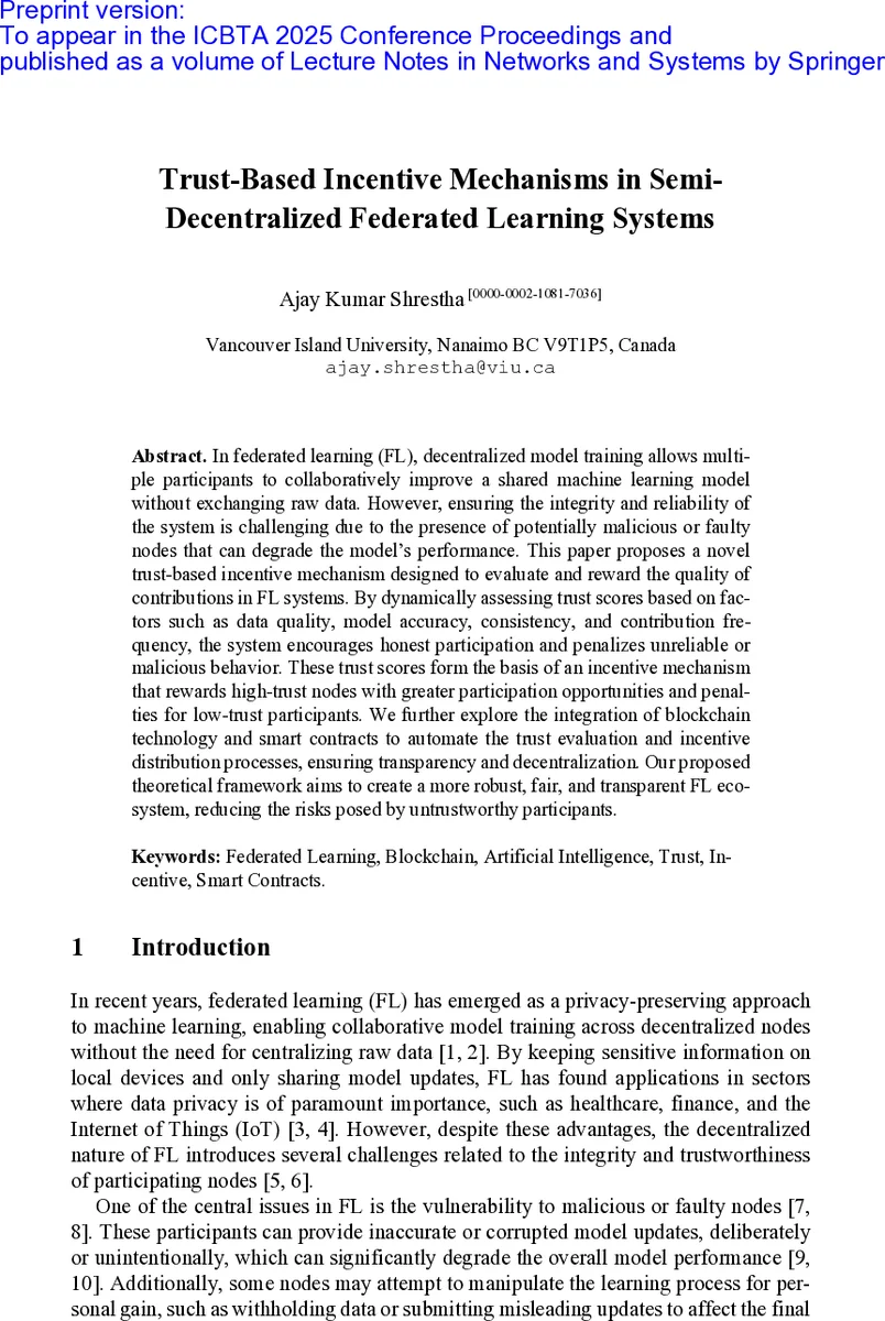 Trust-Based Incentive Mechanisms in Semi-Decentralized Federated Learning Systems