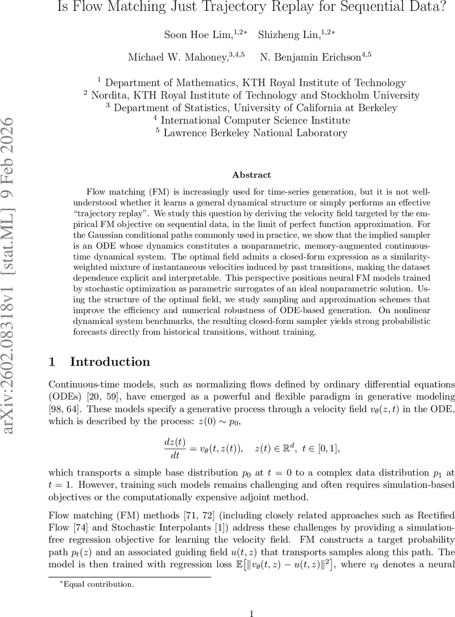 Is Flow Matching Just Trajectory Replay for Sequential Data?