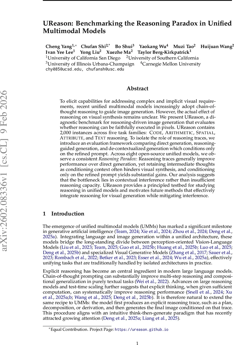 UReason: Benchmarking the Reasoning Paradox in Unified Multimodal Models