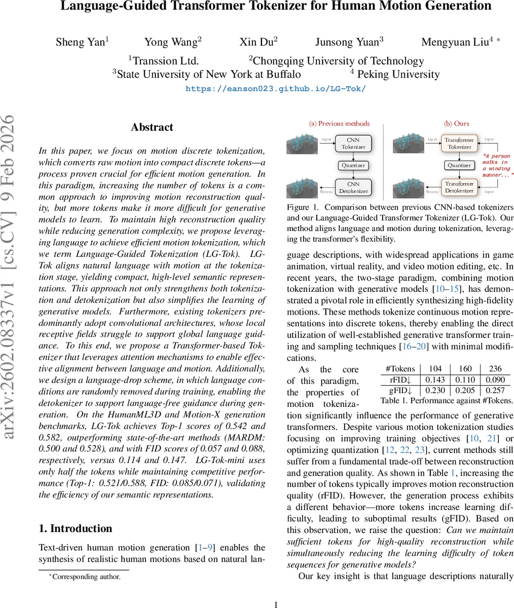 Language-Guided Transformer Tokenizer for Human Motion Generation