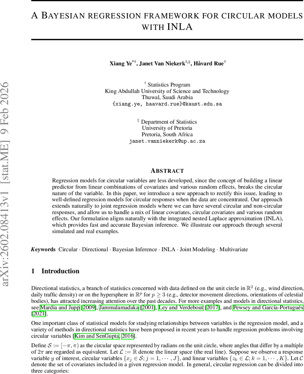 A Bayesian regression framework for circular models with INLA